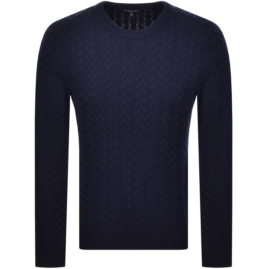 Alternative Image for ProductMichael Kors Crew Neck Cable Knit Jumper Navy1